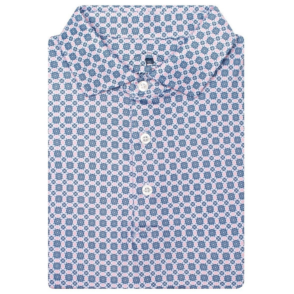 Hammer Back Polo Shirt Mens XL Blue‎ Italian Tile Blue/Pink Performance Golf EUC